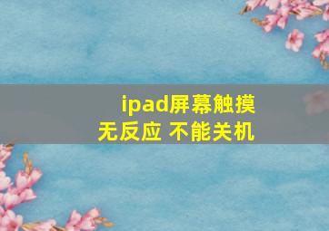 ipad屏幕触摸无反应 不能关机